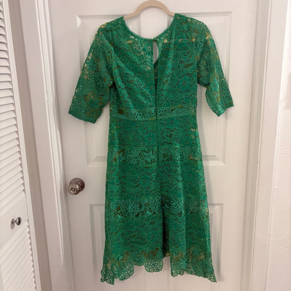 Tracy Reese x Anthropologie Vibrant Green Lace Midi Dress - Picture 4 of 5